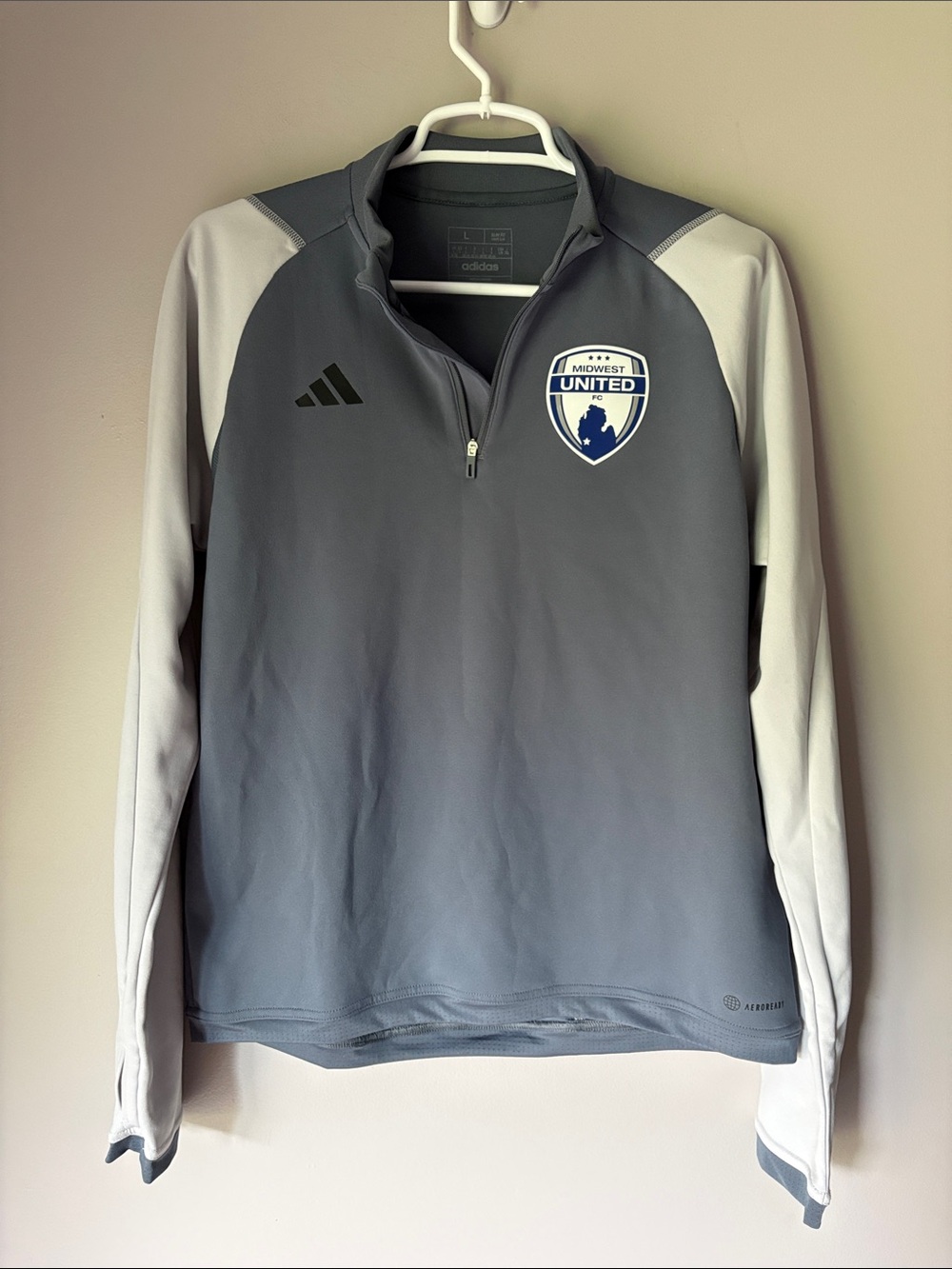 Adidas Women’s Midwest United Football Club Slim Fit Grey Quarter Zip
